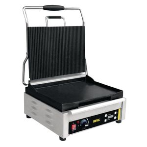 Buffalo Large Single Contact Grill Ribbed Top - L530  - 1