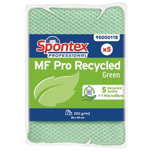 Spontex MF Pro Recycled Microfibre Cloth Green (pk5) - FT633  - 1