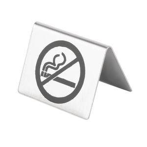 Brushed Steel No Smoking Table Sign - U044  - 1