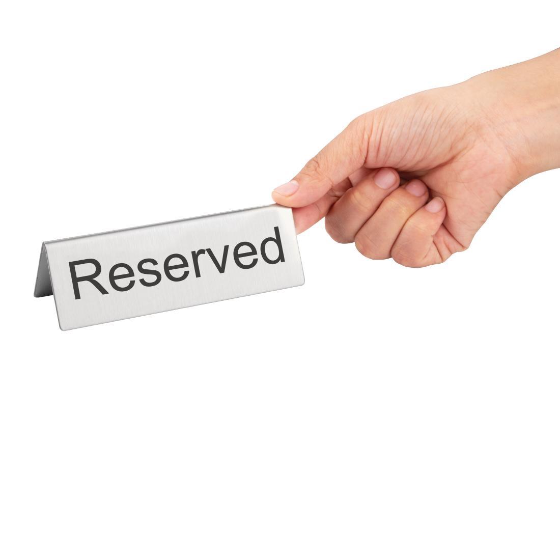 Brushed Steel Reserved Table Sign (Pack of 10) - U051  - 2