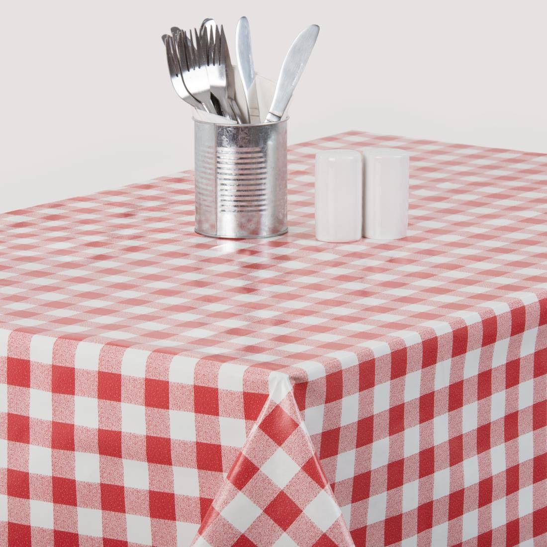 PVC Chequered Tablecloth Red 54 x90in - E795  - 4