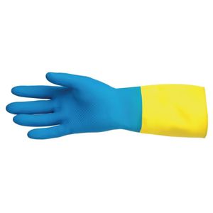 MAPA Alto 405 Liquid-Proof Heavy-Duty Janitorial Gloves Blue and Yellow Large - FA296-L  - 1