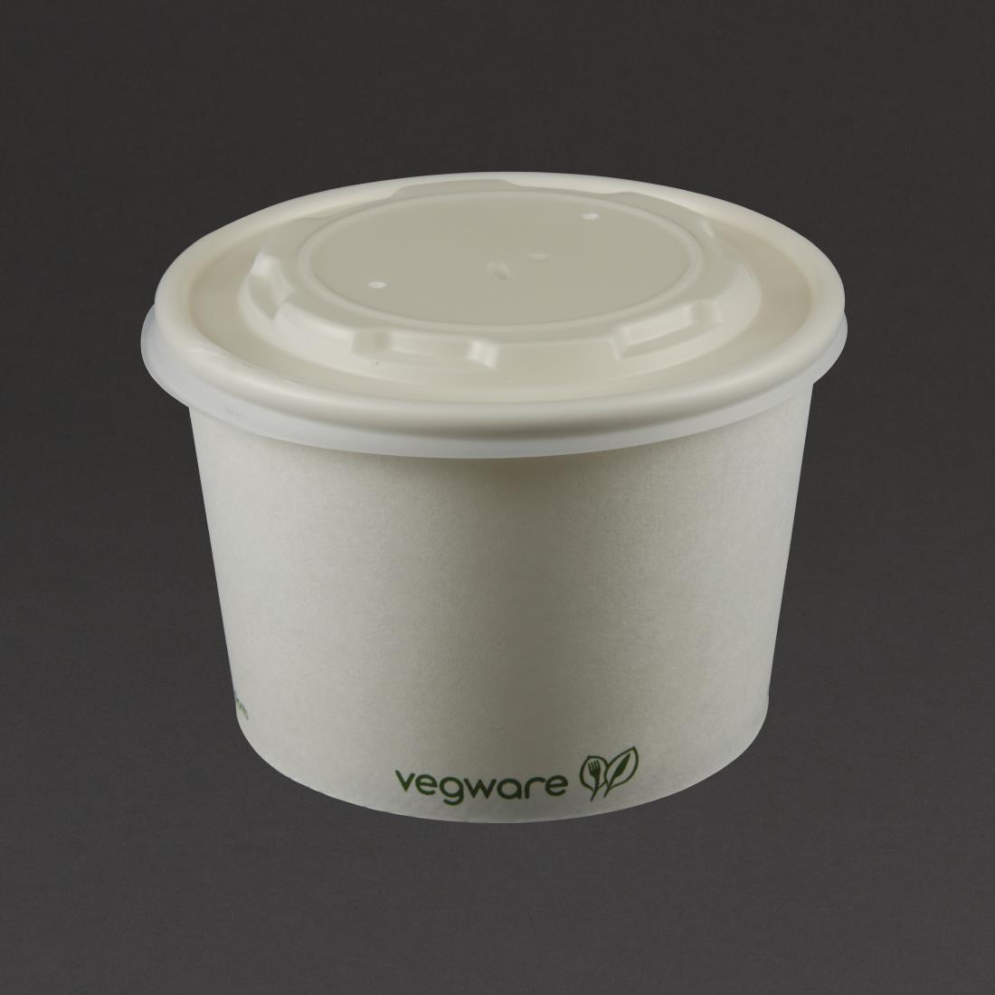 Vegware Compostable Hot Food Pot Flat Lids 350ml / 12oz and 455ml / 16oz (Pack of 500) - GF048  - 5