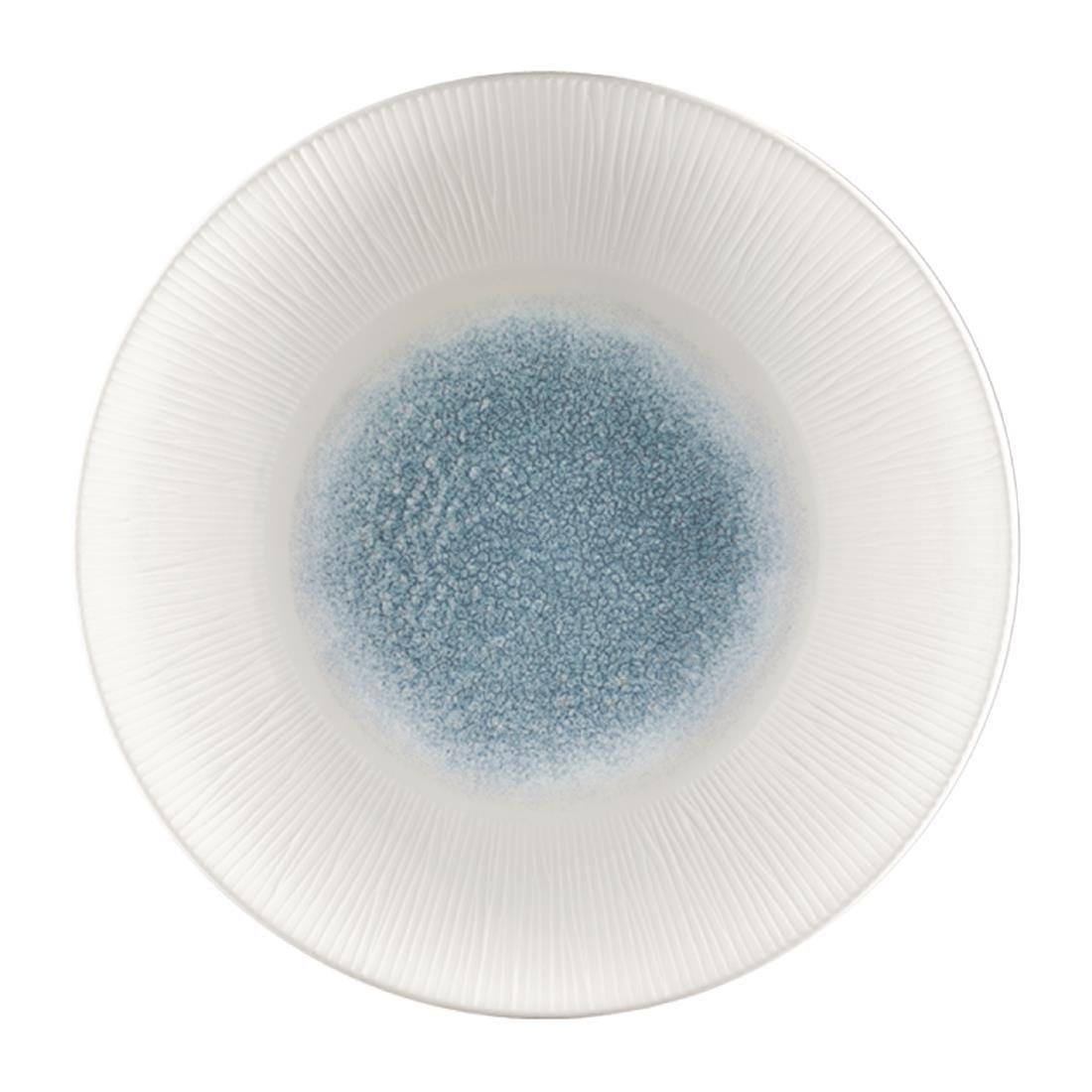 Churchill Bamboo Centre Print Deep Coupe Plates Topaz Blue 255mm (Pack of 12) - FC189  - 1