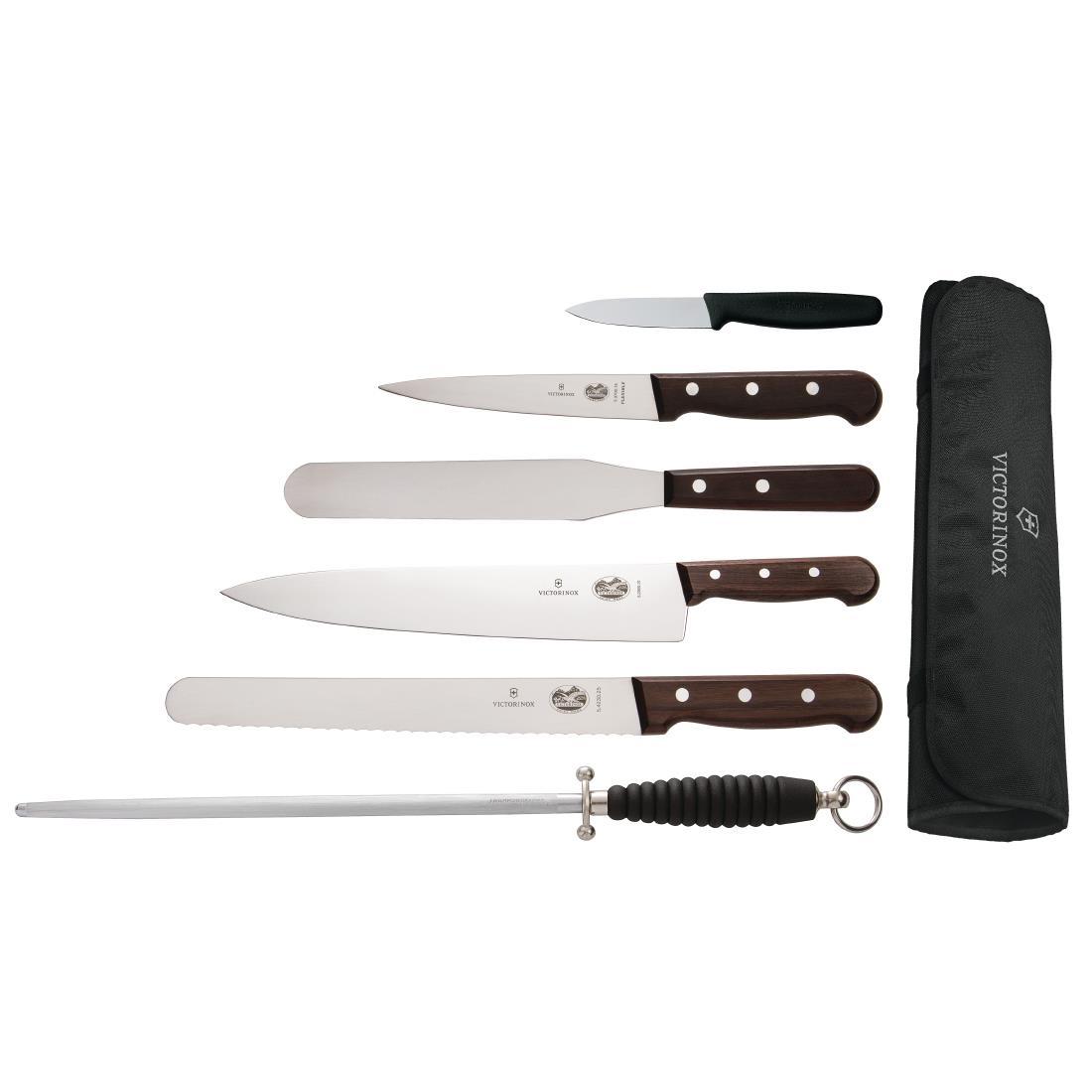 Victorinox 6 Piece Rosewood Knife Set with 25cm Chefs Knife with Wallet - S189  - 1