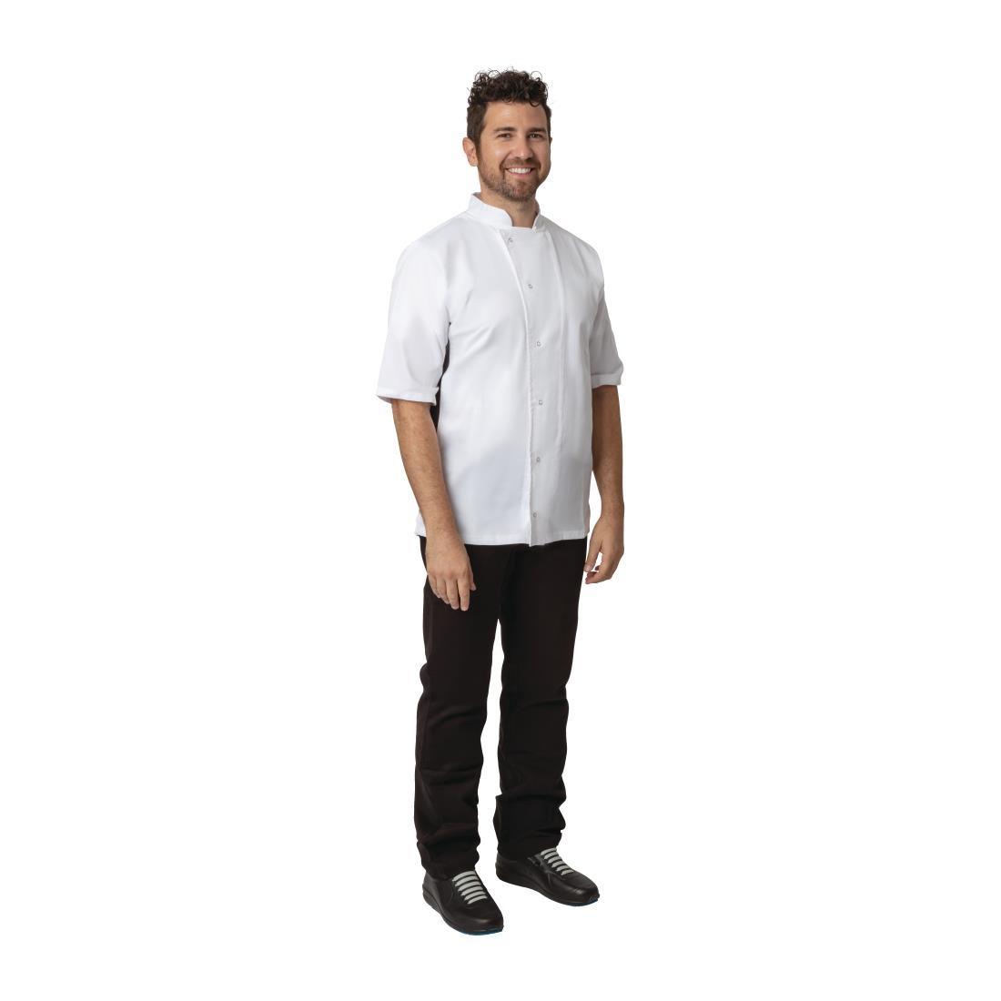 Whites Nevada Unisex Chefs Jacket Short Sleeve Black and White 2XL - A928-XXL  - 1