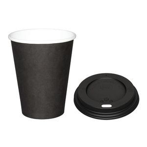Special Offer Fiesta Black 225ml Hot Cups and Black Lids (Pack of 1000) - SA431  - 1