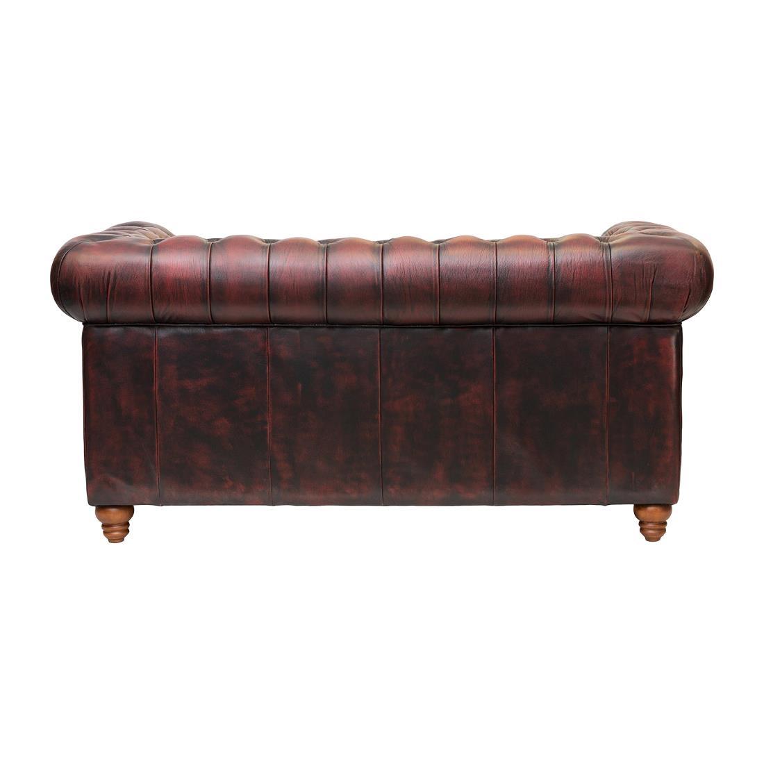 Chesterfield Leather Two-Seater Sofa Antique Red