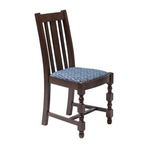 Manhattan Dark Wood High Back Dining Chair with Blue Diamond Padded Seat (Pack of 2)