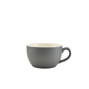 Genware Porcelain Matt Grey Bowl Shaped Cup 25cl/8.75oz (Pack of 6) - 322125MG - 1