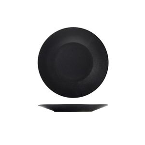 Luna Stoneware Black Wide Rim Plate 21cm/8.25" (Pack of 6) - B2966 - 1