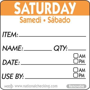 50mm Saturday Removable Day Label (500) - RIDU2206R - 1
