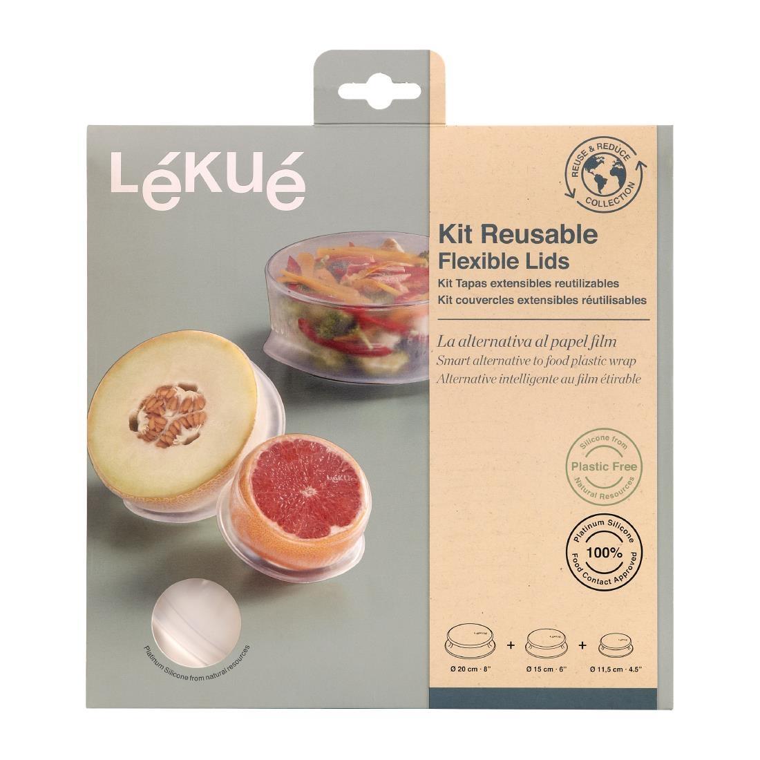 Lekue Reusable Silicone Food Storage Box, Set of 3