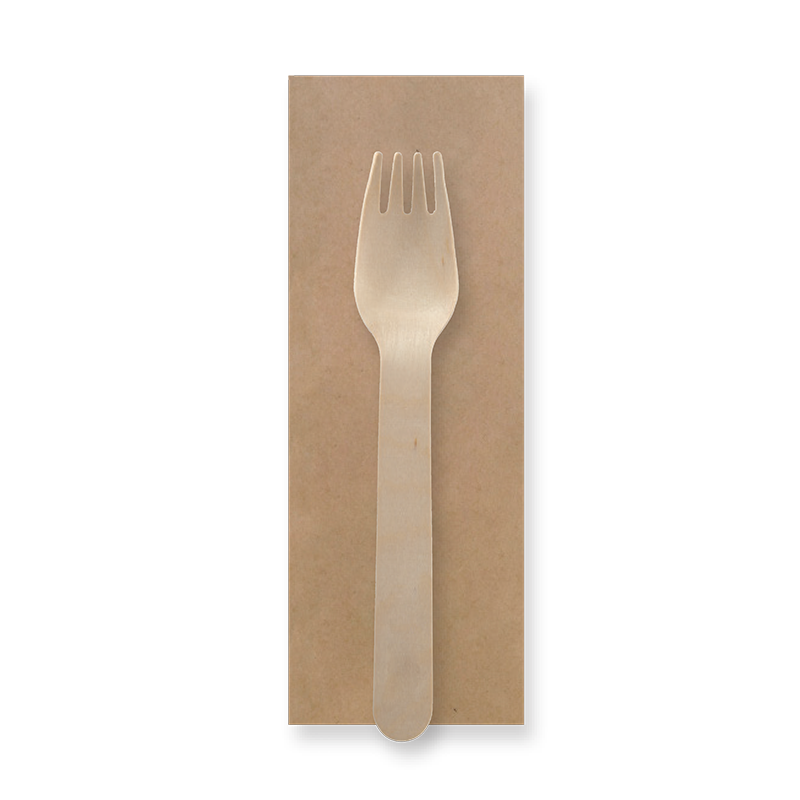 BioPak 16cm Coated Individually Wrapped Wooden Fork Packs | FSC™ Certified (Case of 250) - HY-16F-IW-COATED - 1