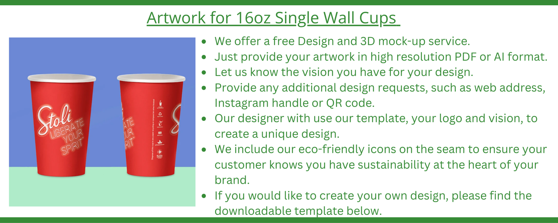 Artwork Design and Template for 16oz Single Wall Cups