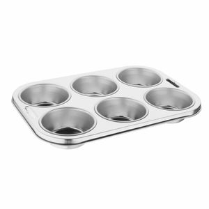 Vogue Stainless Steel Deep Muffin Tray 6 Cup - E714 - 3