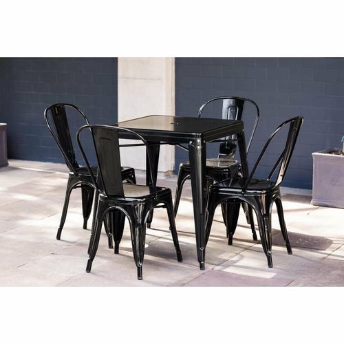 Bolero Bistro Steel Square Table Black 668mm (Single) - GC867 - 4