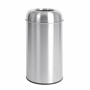 Bolero Stainless Steel Open Lid Bullet Bin Silver 40Ltr - GK972 - 1