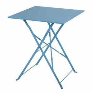 Bolero Pavement Style Square Steel Table Seaside Blue 600mm - GK985 - 1