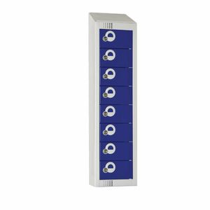 Elite Personal Effects Locker 8 Door Blue Padlock Sloping Top - CF752-PS - 1
