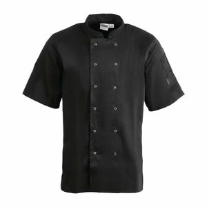 Whites Vegas Unisex Chefs Jacket Short Sleeve Black M - A439-M - 1