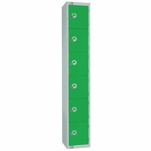 Elite Six Door Manual Combination Locker Locker Green with Sloping Top - W988-CLS - 1