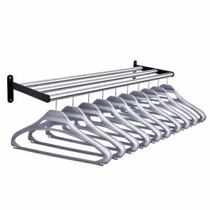 Wall Fixing Coat Rack with 10 Grey Hangers - DP714 - 1
