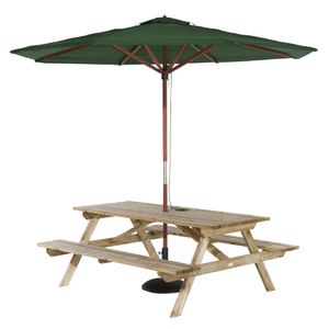 Rowlinson Picnic Table 6ft with Green Parasol 2.7m & Base 15kg - HP897 - 1