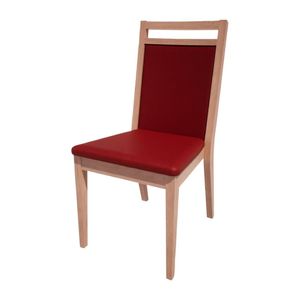 Bolero Bespoke Bia B Stacking Chair in Red/Beech - HS435 - 1