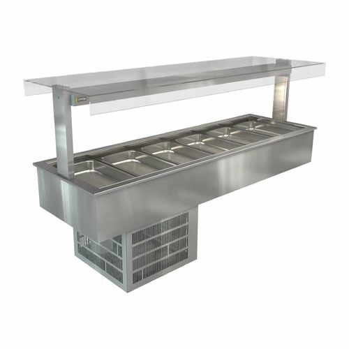 Cossiga Linear Series Drop-in Refrigerated Well w/Flat Top Sneeze Guard 2165mm - HT629 - 1