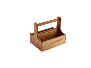 Medium Dark Wood Table Caddy - 1