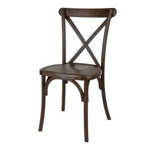 Bolero Manhattan Cross-Back Resin Chairs Dark Wood Effect (4 Pack) - HW281 - 1