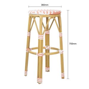 Bolero Parisian Style PE Rattan Bar Stools Coral (2 Pack) - HZ143 - 3