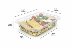 1250ml Rectangular Hinged Lid Salad Container (Case of 200) - 3