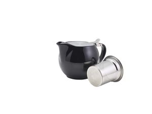 GenWare Porcelain Black Teapot with St/ St Lid & Infuser 50cl/ 17.6oz (Pack of 6) - 395950BK - 3