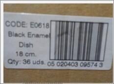 Black Enamel Dish 18cm (Pack of 6) - E0618 - 6
