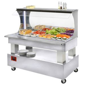 Diamond ASB/4N-A1-R2 White Wood Wall Refrigerated Buffet Salad Bar, 4 x 1/1 GN - ASB-4N-A1-R2 - 1