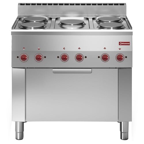 Diamond E60/5PFV9-N 5 Rounded Hobs Freestanding Electric Range Cooker on Electric Oven, 13kW - E60-5PFV9-N - 1