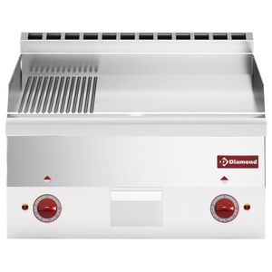 Diamond E60/PMCD6T-N 2/3 Smooth 1/3 Ribbed Electric Chrome Cooking Plate, 6kW - E60-PMCD6T-N - 1