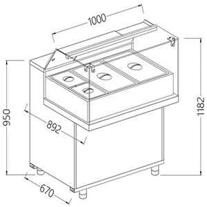 Diamond MB10X Refrigerated Bain Marie Display Counter, 1000mm - MB10X - 1