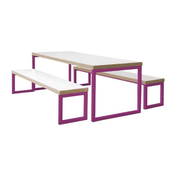 Bolero Dining Bench White with Pink Frame 3ft - Case of 1 - DM659 - 2
