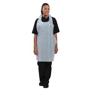 Disposable Polythene Aprons 8.5 Micron White (Pack of 100) - DW309  - 1