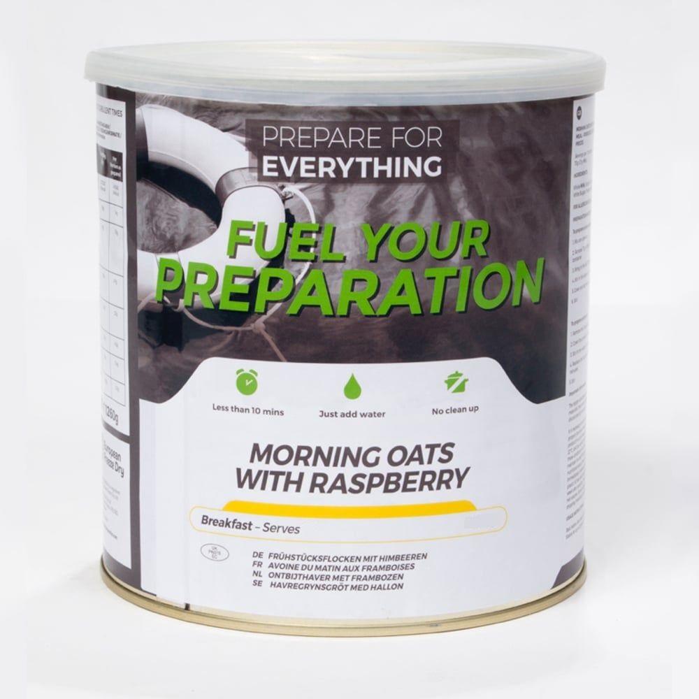 Fuel your preapartion Morning Oats with Raspberries Tin camping outdoor meal