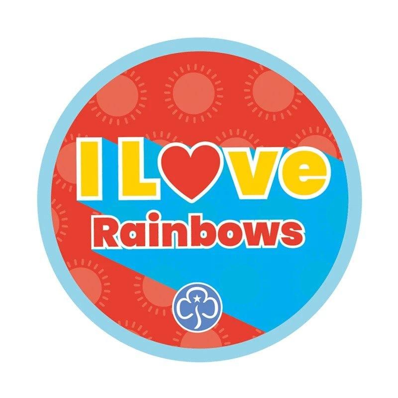 I love Rainbows woven badge Girl Guiding Fun