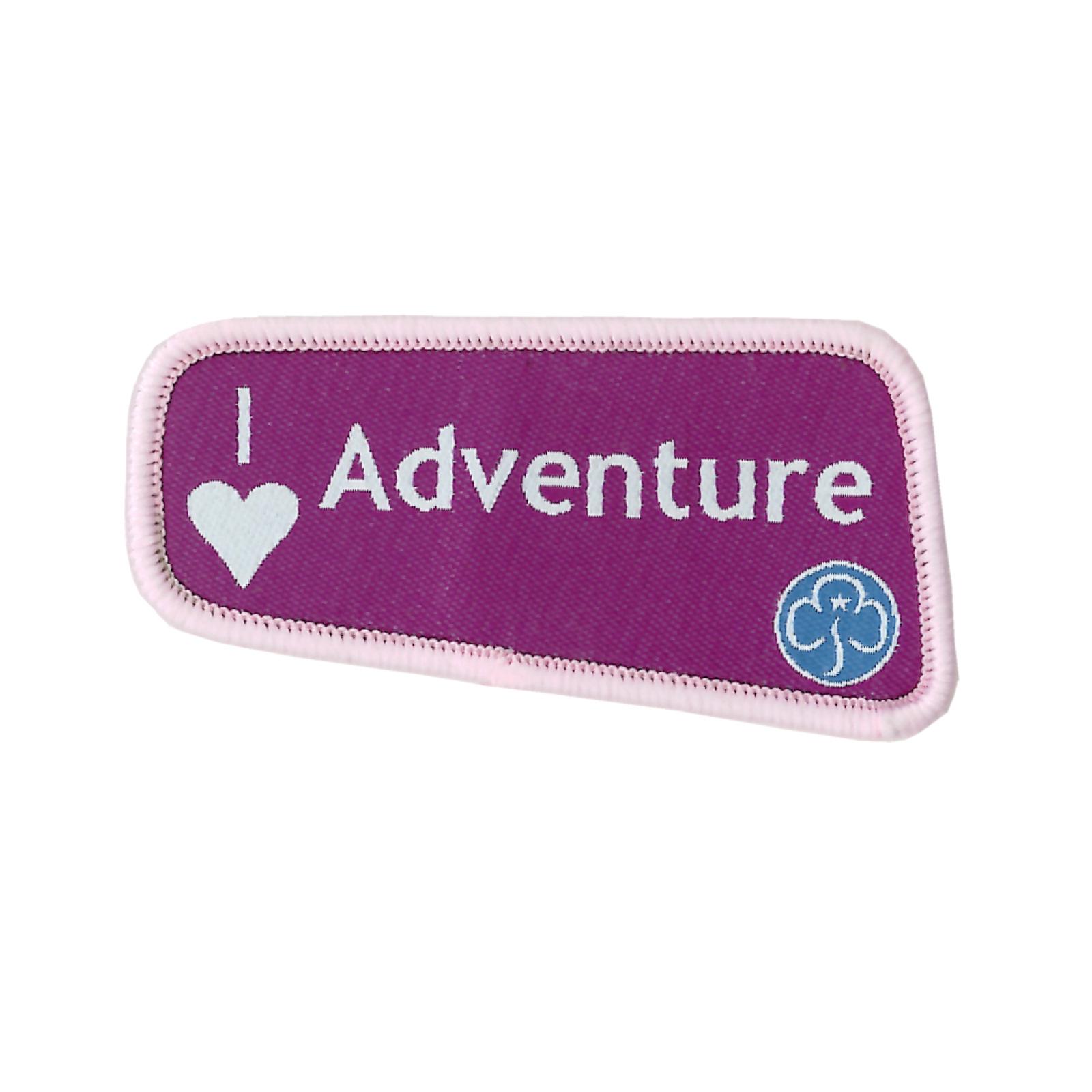 I Love Adventure Woven Badge- Girlguiding