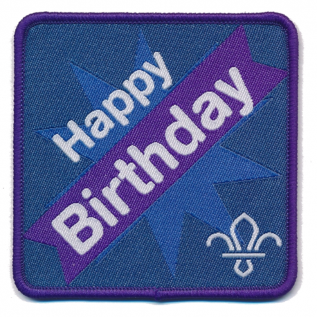 Fleur De Lis Happy Birthday Fun Woven Badge