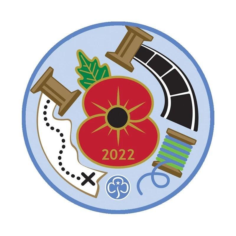 Remembrance Poppy woven badge and info card 2022 Girl Guiding
