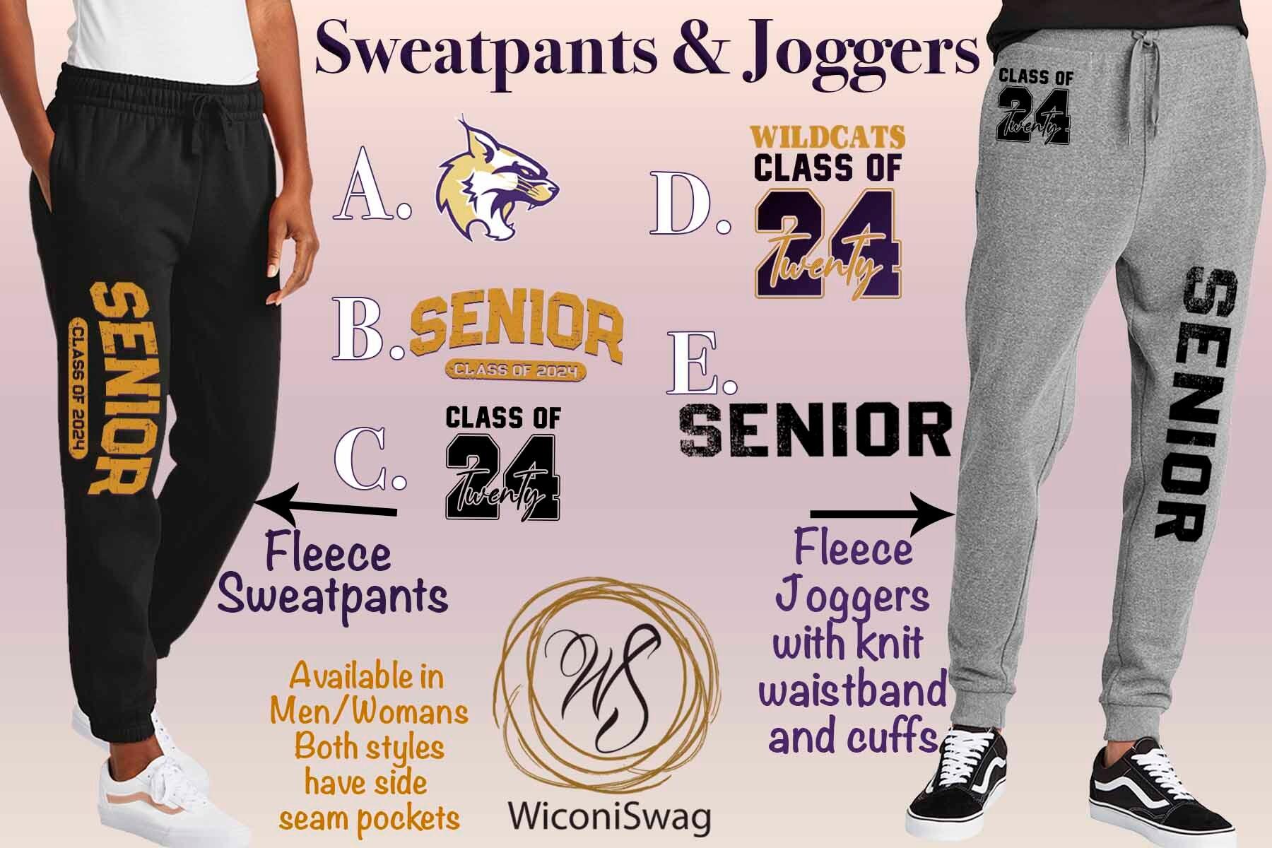Joggers, sweatpants, senior, class of 2024, grad merch, swag, wiconiswag, local