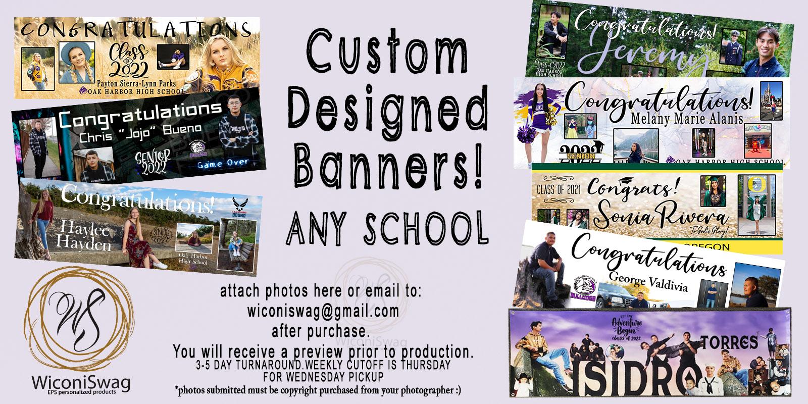 celebrate, grad swag, party sign, local, oak harbor, small business, fast