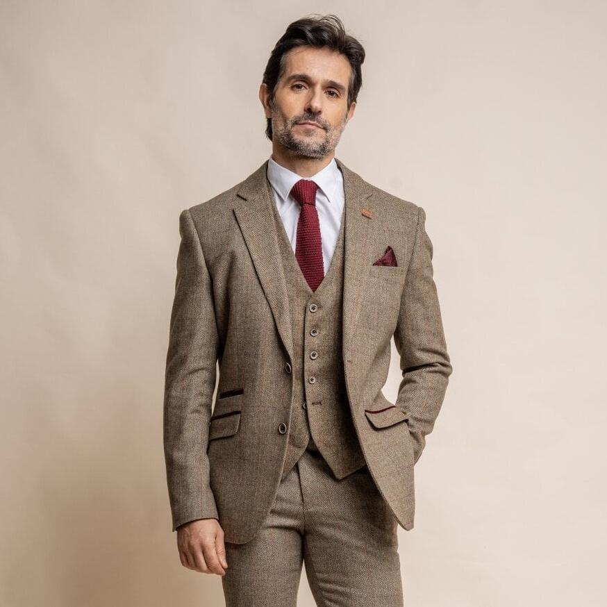 Gaston Sage Tweed 3 Piece Suit